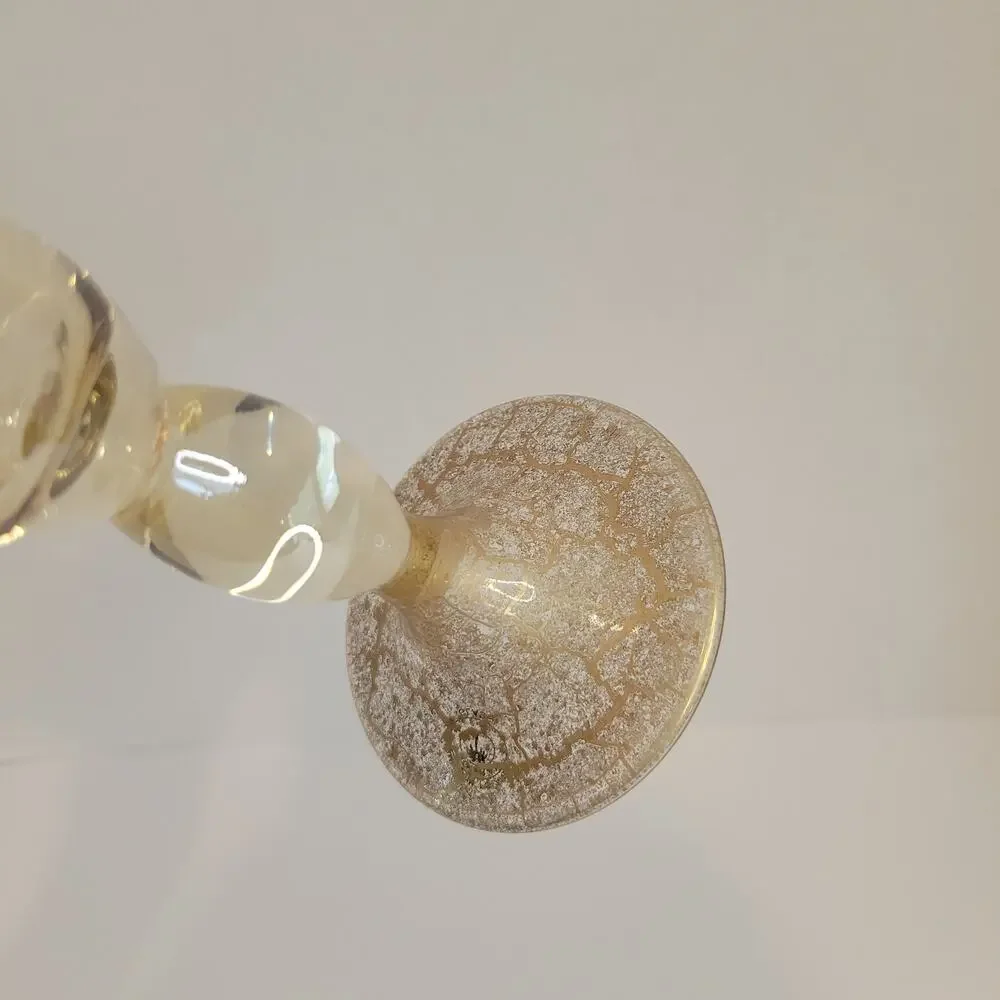 VTG Bombay Poland Mouth‑Blown Champagne Gold Art Glass Trumpet Vase 10.5